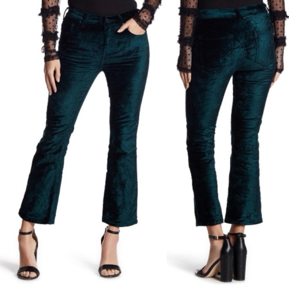 Free People Dark Green Velvet Pants